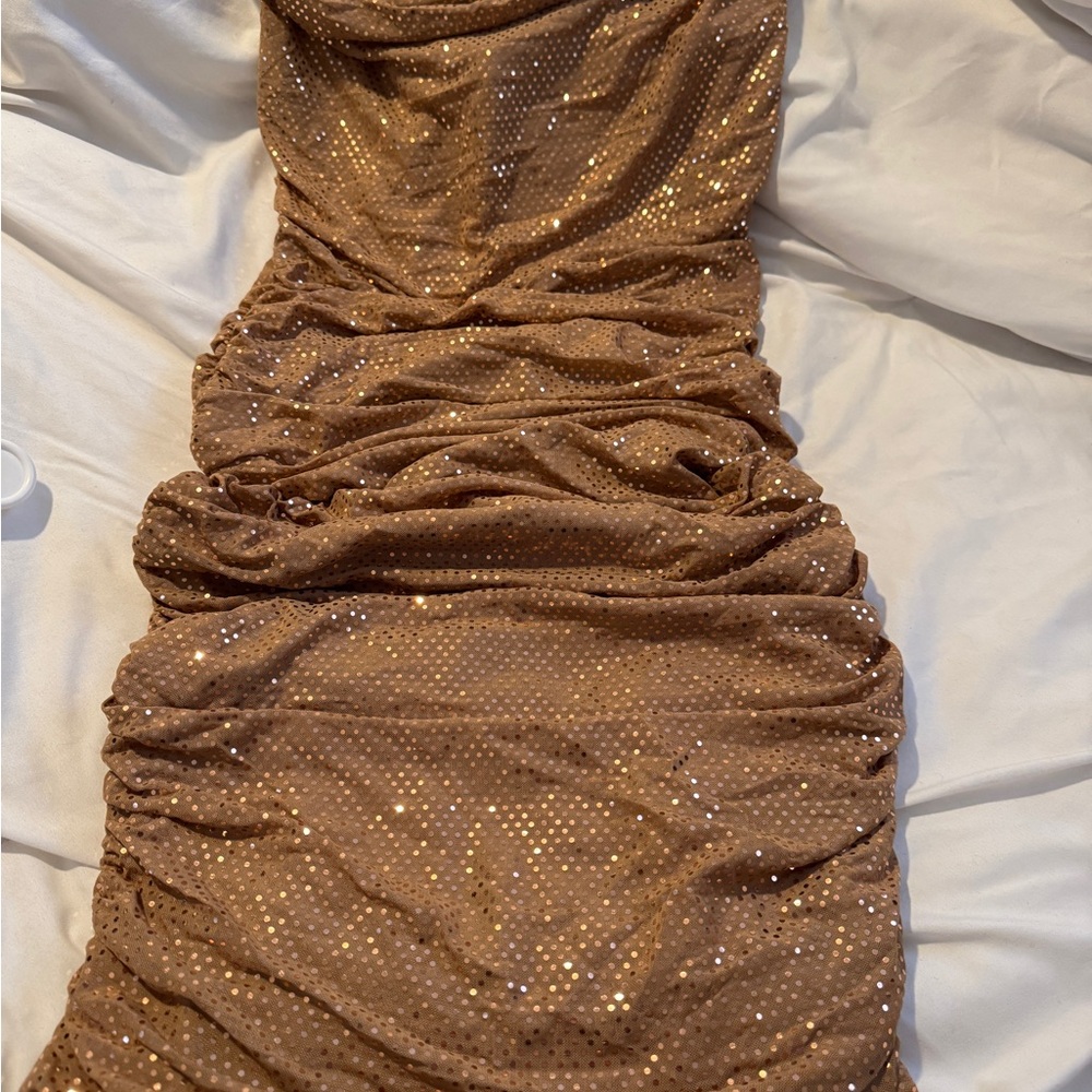 SHEIN Shimmering Brown Sequin Dress